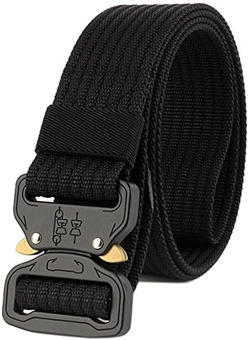 Cobra Tactical Belt,Military Men Belt with Heavy Duty Quick Release Metal Buckle,Durable Breathable Webbing Belt for Shooter Sports EDC for Pants Below 48inch [51"Long 1.5"Wide] (Black)