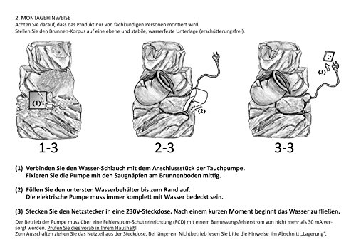 dobar 96400e Design Zimmerbrunnen aus Polyresin in Stein-Fels-Optik, Wasserspiel mit Pumpe für innen, Kunststoff, grau, 17.2 x 16.2 x 27 cm - 11