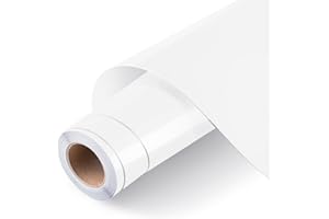 LOKLIK Vinyle Adhésif Permanent Brillant - Blanche - 30,5 x 180 cm - Résistant à l’Eau et aux UV - Idéal pour Verre, Métal, Céramique, Plastique - Compatible avec Cricut, Silhouette