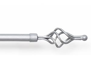 HOMEYA - Barra Cortina Extensible 120-210CM - Barra Metal para Cortinas con Remate Moderno - Palo 19mm para Cortinas Ligeras