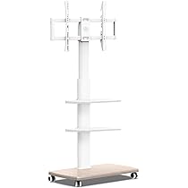 Carrello Porta TV Girevole Con Ruote Per TV 32-70 Pollici - Base Legno, Altezza Regolabile, VESA 600x400mm