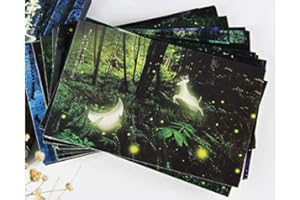 HPBN8 LTD Cartolina luminosa con 30 biglietti di laurea, biglietti di incoraggiamento, biglietti di congratulazioni, biglietti di compleanno a tema forestale, set di cartolina con cervi e luce di luna