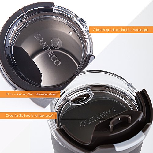 Santeco Origami Thermal Becher, 473ml Doppelwandige Edelstahl Kaffeetasse-Schwarz - 5