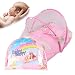 0-2 Years Baby Bed Mosquito Net, Portable Folding Travel Crib Bed Canopy Tent With Pillow,Mosquito Protection Breathable Cotton Baby Tent Beach Play Tent Mosquito Protection (Pink)