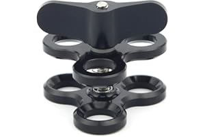 CS PRIORITY Triple Ball Clamp 3 Holes Underwater Arm Diving Bracket Butterfly Clip Clamp for Diving Underwater Photography Accessories (Black)