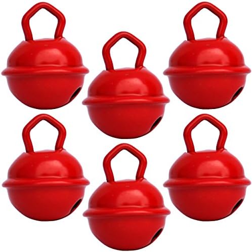 Bell Red (6 Pieces, Sphere Nice + 15 mm) Brass Bell: Won't Rust – Jingle Bells + 16 Colors 15 mm, 24 mm and Large 35 mm for: Bebe Bola, Pregnancy, Decorations, and Craft Children, Anniversary, Christmas.