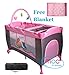 Pink Baby Child Travel Cot Bed Bassinet Play Pen Playpen With Entryway MCC