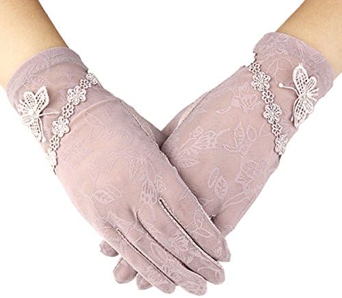 GAZHFERY Spring And Summer Lady Anti-skid Anti-ultraviolet Ice Silk Gloves Short Touch Screen Sunscreen Gloves,Pink-OneSize