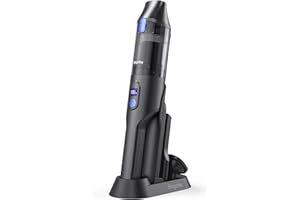 Bagotte Handheld Vacuum Cleaner, Upgraded 20kPa Powerful Suction, Lightweight Hand Held Vacuuming Cordless with Power Digital Display, Charging Base, Crevice Tool & Upholstery Tool for Car, Home