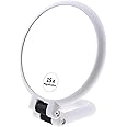Arabest 15x Magnifying Handheld Mirror, Double Side Folding Magnification Hand Mirror for Women with Adjustable Handle, Compact Size and Portable Vanity Cosmetic Mirror for Girl (White)