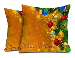 PINK SWAN Jute Exclusive Merry Christmas Decorative Throw/Pillow Covers, Cushion Covers for Gifting, Living Room, Bed Room, Sofa,Chairs Pack/Set of 2 (Multicolour, Size 12 x 12 Inches) Design 22