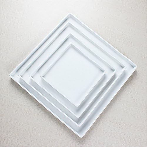 CHENXXOO Dinner Plates Melamine Imitation Porcelain European Pallets Wood Skid Plate Black And White Plastic Square Coffee Cake Plate White Four Piece Set