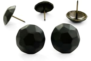LET'S DECORATE Lot de 60 punaises d'ameublement noires de grande taille, 25 mm de diamètre x 25 mm de long, design vintage, clous décoratifs, clous décoratifs pour canapé (tortue noire mate)