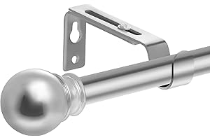 POSKENA Curtain Poles for Eyelet Curtains, Extendable Curtain Rod 67 to 187cm with 2 Brackets for Living Room, Kitchen, Bedroom, Window