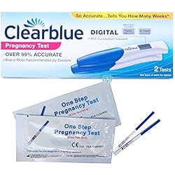 Tests de grossesse Clearblue avec indicateur DIGITAL de la conception pour voir le temps de cette enceinte 2 tests + 2 Pruebas de Embarazo ultrasensible in-vitro de 10 mlU/ml oneStep de HomeHealth-UK para la deteccion precoz del embarazo