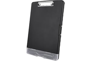 ASelected Clipboard with Storage,A4 Clipboard with Pen Holder,Plastic Clipboards with Compartment, Heavy Duty Storage Box Folder for School, Office, Medical Personnel, Side-Opening (Black)