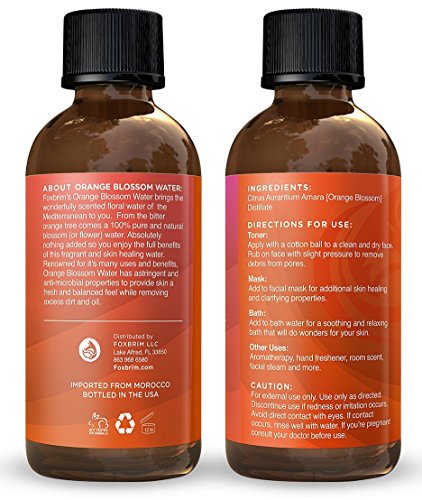 Orangenblütengesichtswasser 120 ml, 100% natürliches Gesichtswasser, Wirkt unterstützend gegen Hautunreinheiten wie Akne, Für ein feineres und gesünderes Erscheinungsbild Alkoholfrei für sensible Haut, Von Foxbrim - 3