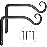 2er-Pack Schwarze Wandhaken, Metall Haken Wand Wandhalterungen aus Schmiedeeisen, Hängekorbständer für Vogelfutterhäuschen / 