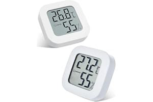 Digital Mini Hygrometer Indoor Thermometer, Pitasha Room Thermometer and Humidity Monitor with LCD Screen for Home Office Greenhouse Air Comfort Baby Room (White, 2)