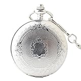 Easy Go Shopping Doppelte Retro römische nummerale Taschenuhr Boutique Unisex silbrige mechanische Taschenuhr mit Kette