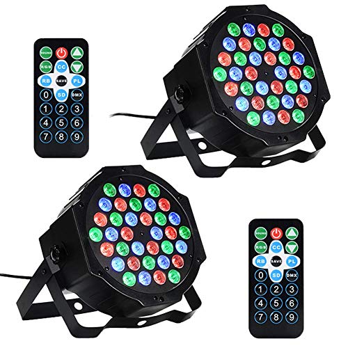 36W Par LED DMX Projecteur led lumiere de scene Jeu de Lumiere 36 LED Commande Sonore/Musique Projecteur soirée boule disco lumiere dj pour Anniversaire Mariage(Paquet de 2)
