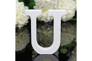 YUNA Legno Lettere A-Z Retro Fai da Te Decorazione per la casa caffetteria Abbigliamento Negozio Feste di Matrimonio Bianco, Altezza 11 cm, Legno, White, Large (U)