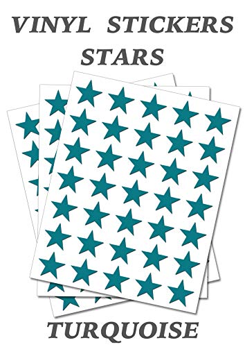 Set of 1000 - Turquoise Star Merit Reward Stickers - Removable Self Adhesive Waterproof Durable Vinyl Label Sticker 25mm each for School, preschool, Nursery & Home Activity by PARTY DECOR