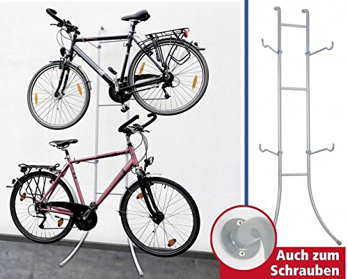 WENKO Fahrradständer DUO - Stahl - MIT oder OHNE Bohren - 220 x 77 x 42,5 cm (HxBxT) - Fahrradhalter