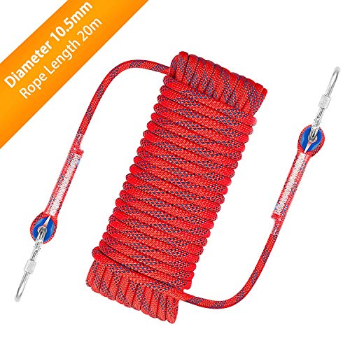Awroutdoor Cuerda de Seguridad Cuerda de Escalada Profesional de Alta Resistencia para Escalar al Aire Libre y en Interiore Perfessional Rappelling Auxiliar, 10.5 mm de Diámetro