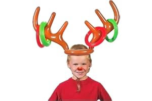 DERAYEE Weihnachten aufblasbare Rentier Geweih Hut mit Ringen für Party Büro Spiele Kinder Spaß Familie Urlaub