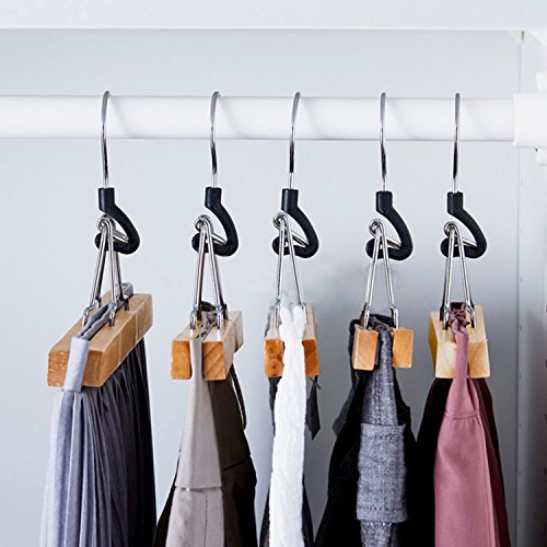 logei® 10 Stück Holz Kleiderbügel Hosenbügel Hosenspanner Hosenklemmbügel Hosenhalter mit Filzeinlage 25 cm lang - 7