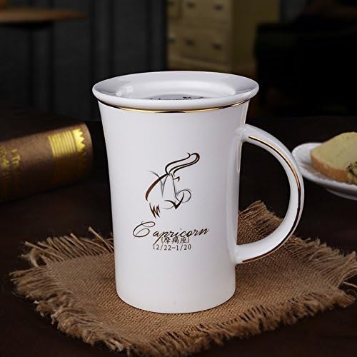 12 constellation coffee mugs creative teacups mug ceramic porcelain travel mug for lover with spoon-K 400ml