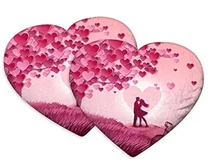 DreamVio Love Heart Shaped Velvet Cushion/Pillow/Plush for Gifting on Birthdays,Anniversaries, Valentine Day Color - Multi (Size- 15x17 inch) Pack of 2 Shape 7