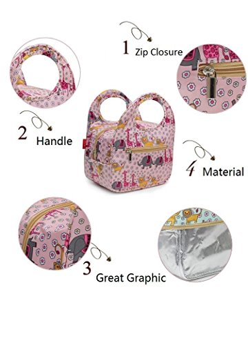 iSuperb Niedlich Kühltasche Lunch Tasche Box Wasserdicht wiederverwendbar mit bezauberndem Animal Bild isoliert Lunchpaket für Frauen Damen Mädchen Kinder Kids Schüler Jugendliche (Niedlicher Bär Gelb) - 6