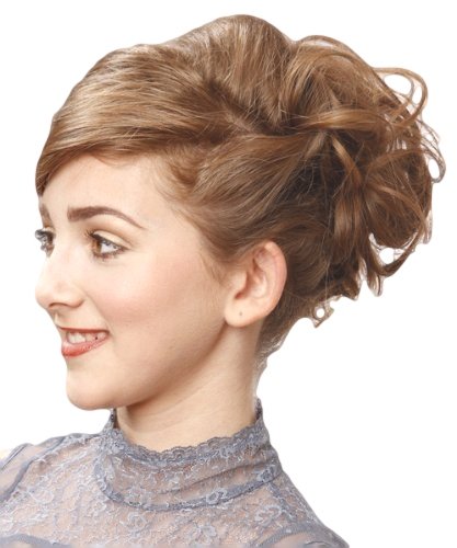 LIGHT BROWN /DARK BLONDE MIX HAIR EXTENSION SCRUNCHIE UP DO TOPPER CURLY TWISTER
