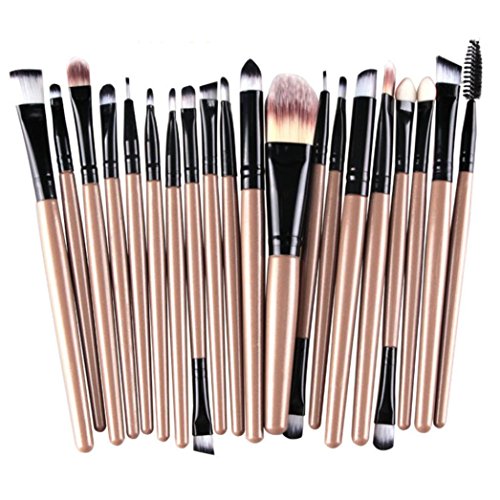 Feng Pro Wool Make Up Brush Set 20 pcs Makeup Brush Set tools Make-up Toiletry Kit (Gold)