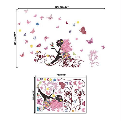 Jamicy® Neuer Schmetterling Blume Fee Aufkleber Baby Mädchen Schlafzimmer Wohnzimmer Wandtattoo (A) - 4