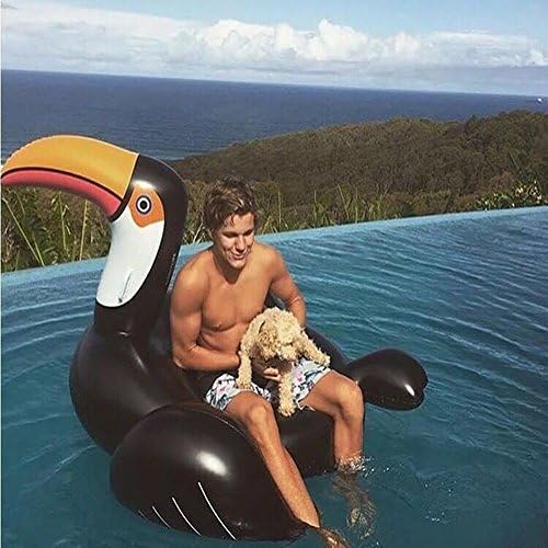 YESHANYING Thicken Green PVC Inflatable Toucan Float Floating Bed Mount Swim Ring