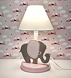 vama Diseño Niños Lámpara de mesa Luz nocturna elefante en color rosa