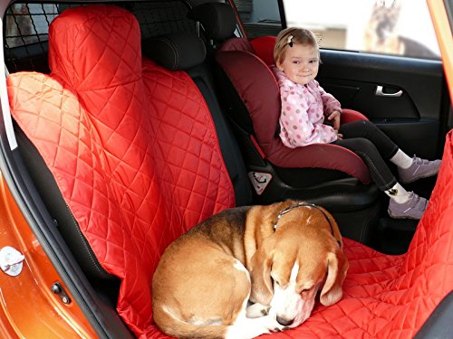 Preisvergleich Produktbild hochwertige Hundedecke mit Reißverschluß Autoschutzdecke Auto Schutzdecke Hunde 140x200cm rot
