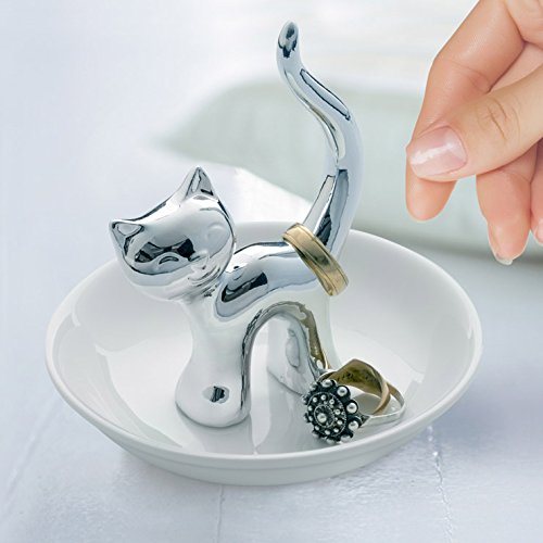 Balvi – Gatto Ringhalter aus Keramik. Ablagefläche für Ringe und Schmuck. Aus Keramik hergestellt. Form einer Katze. - 3
