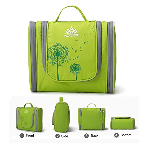 Kulturtasche Reise Kulturbeutel Zum Aufhängen für Frauen & Männer Kosmetiktasche mit Henkel Faltbar Wasserresistente Waschtasche mit vielen Fächern kostenlosen Bonus Reise Silikon Flaschen Set - 2