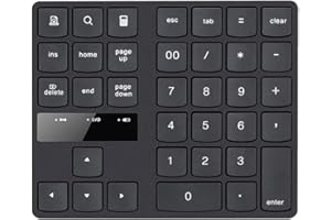 POVANJER Wireless Number Keypad - Wireless Black Numeric Keypad Blue Tooth Number Pad 35 Keys External Numpad Keyboard Data Entry for Laptop,