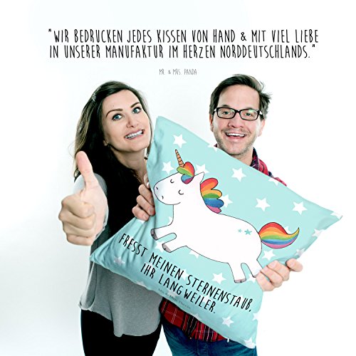 Mr. & Mrs. Panda Kissen 40×40 Einhorn Happy – 100% handmade in Norddeutschland – Einhorn, Einhörner, Unicorn, glücklich, fröhlich, Spaß, Freude, Lebensfreude, witzig, spannend, Lächeln, Lachen Kissen, Kissenhülle, Kopfkissen, Geschenk, Schenken, Couch, Sofakissen, weich, flauschig, 40×40, 40 x 40 Einhorn, Einhörner, Unicorn, glücklich, fröhlich, Spaß, Freude, Lebensfreude, witzig, spannend, Lächeln, Lachen - 3