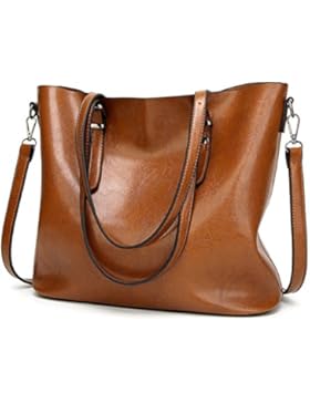 Rovanci Damen Tote Handtasche Wax Oil Skin Umhängetasche Vintage Schultertasche große Shopper Taschen