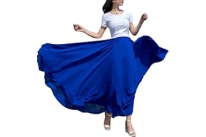 GUOCU Damen Dreilagig Maxi Large Swing fließender Chiffon-Tanzrock Latein Tänze Walzer Tango Jazz Faltenrock in A-Linie Lässiger Langer Tellerrock Schmaler Strand-Fee-Tanzrock
