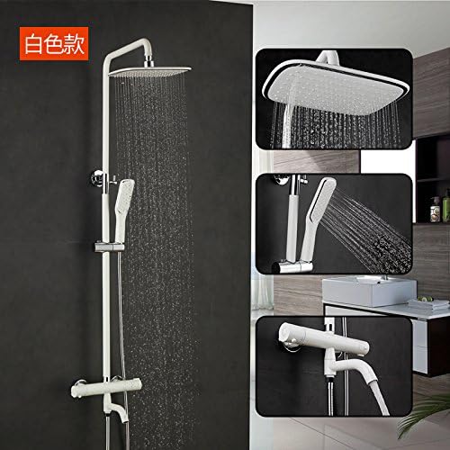 SUHNAG Grand European Intelligent Thermostatic Valve Friction White Golden Rain Shower Wall Antique Shower Nozzle Set,White