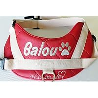 Hundegeschirr S M L mit Wunsch Namen bestickt Kunstleder Rot/Creme