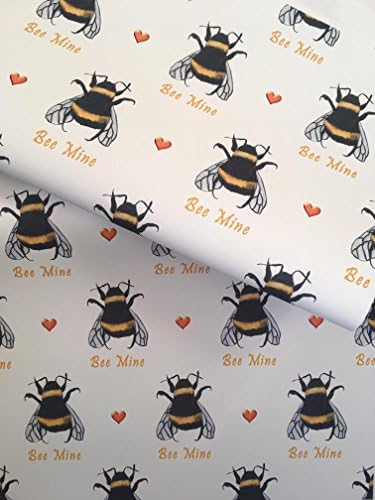bee , bumble bee, valentine’s wrapping paper, for smaller gifts, read description