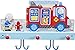 Produktbild HABA 304260 - Garderobe Feuerwehr, Wandgarderobe aus Holz mit Feuerwehrmotiv und Haken aus Metall, Garderobenleiste für Vorraum oder Kinderzimmer